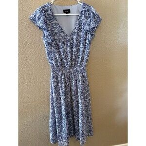MSK Blue Floral  Ruffled Dress